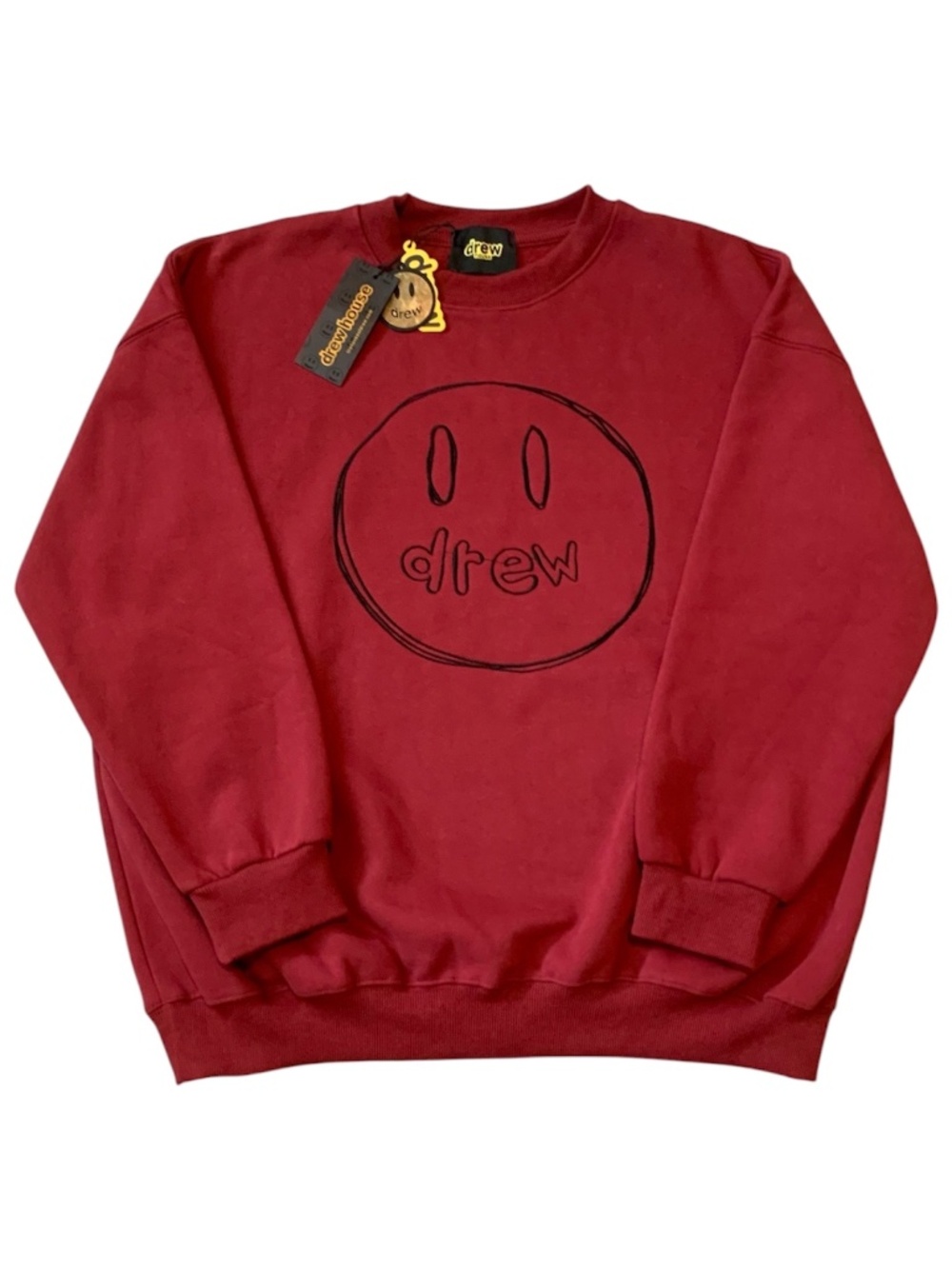 Drew House NWT Sketch Mascot Crew Neck Sweatshirt Maroon Red Top Unisex XL